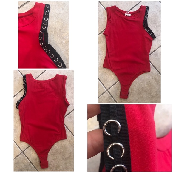 Red/Black Bodysuit w/Ring Design - Picture 1 of 4